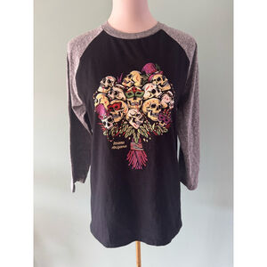 Women's The Duck Company T-shirt MD Black Gray Skull Graphic